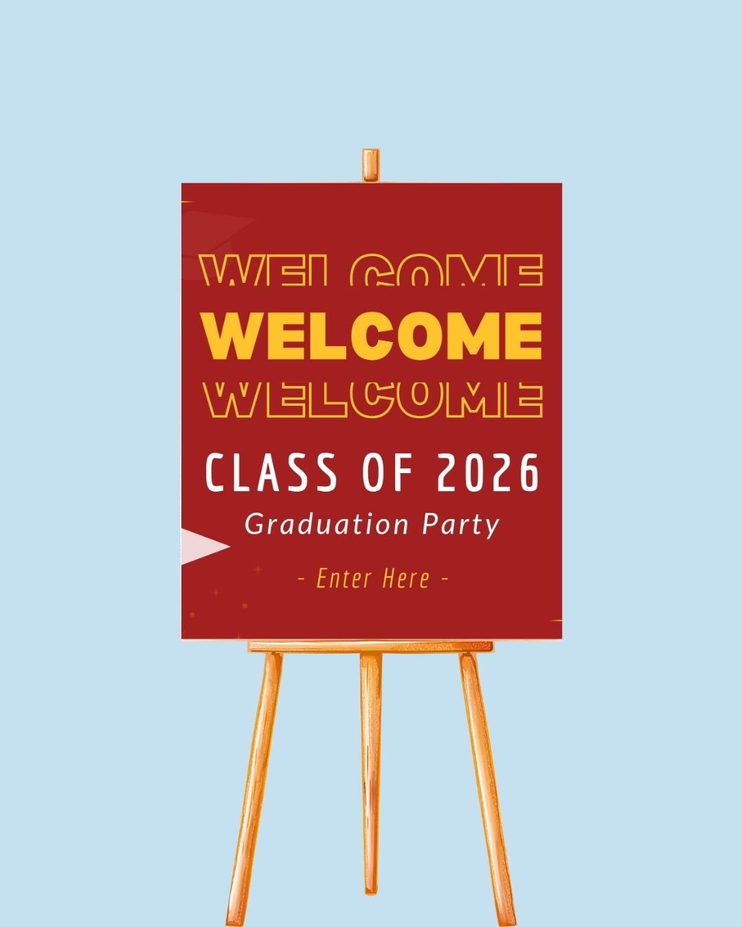 Editable Graduation Welcome Sign Template | Class of 2025 Party Printable | Modern Gold Graduation Poster Canva Template | Instant Download