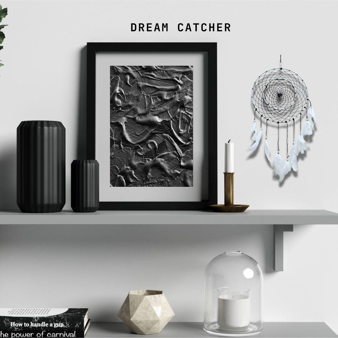 Handmade White Feather Dreamcatcher Wall Hanging | Boho Bedroom & Home Decor | Large Dream Catcher Gift for Positive Energy.