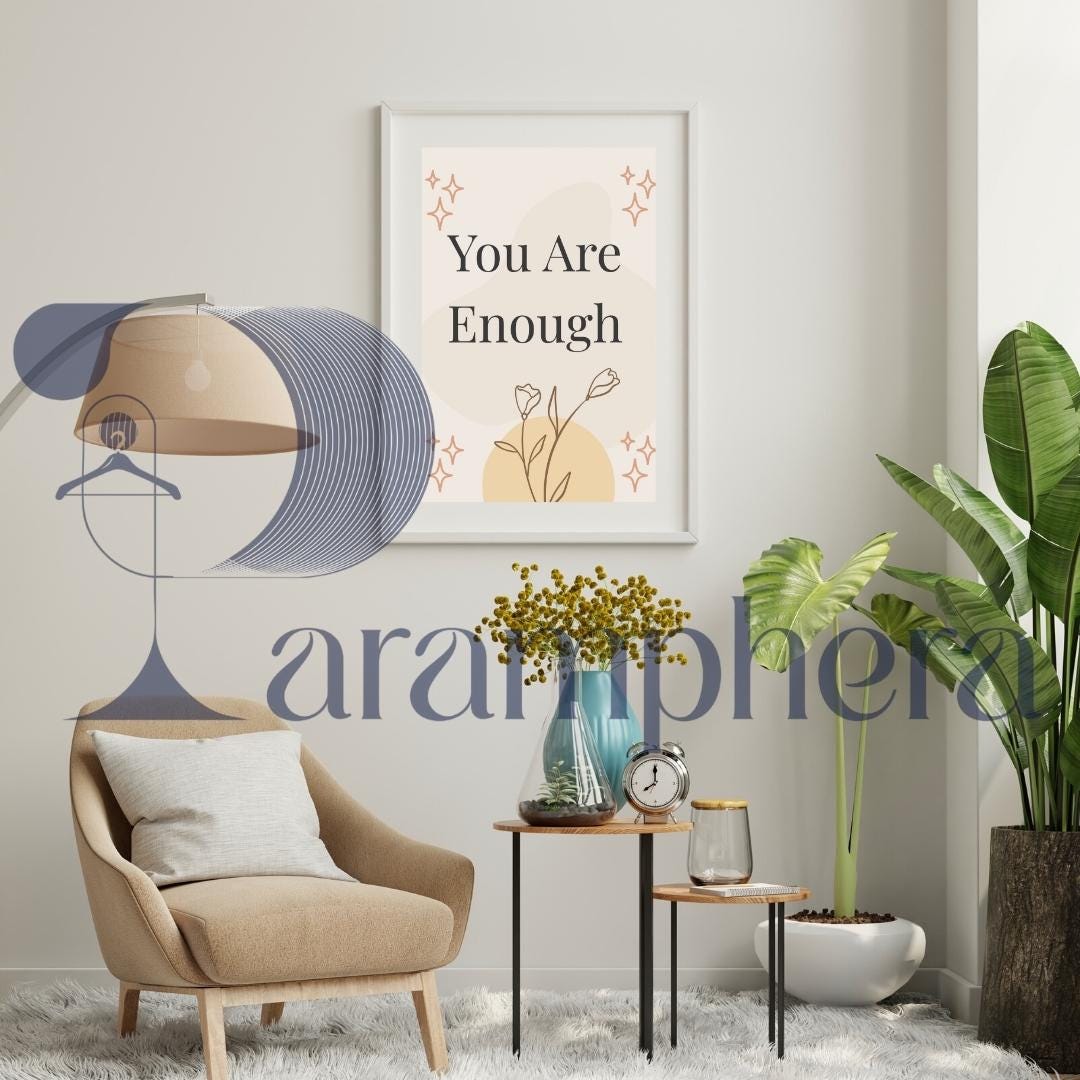 You Are Enough Wall Art | Printable Boho Poster | Minimalist Self-Love Quote for Gallery Wall Decor