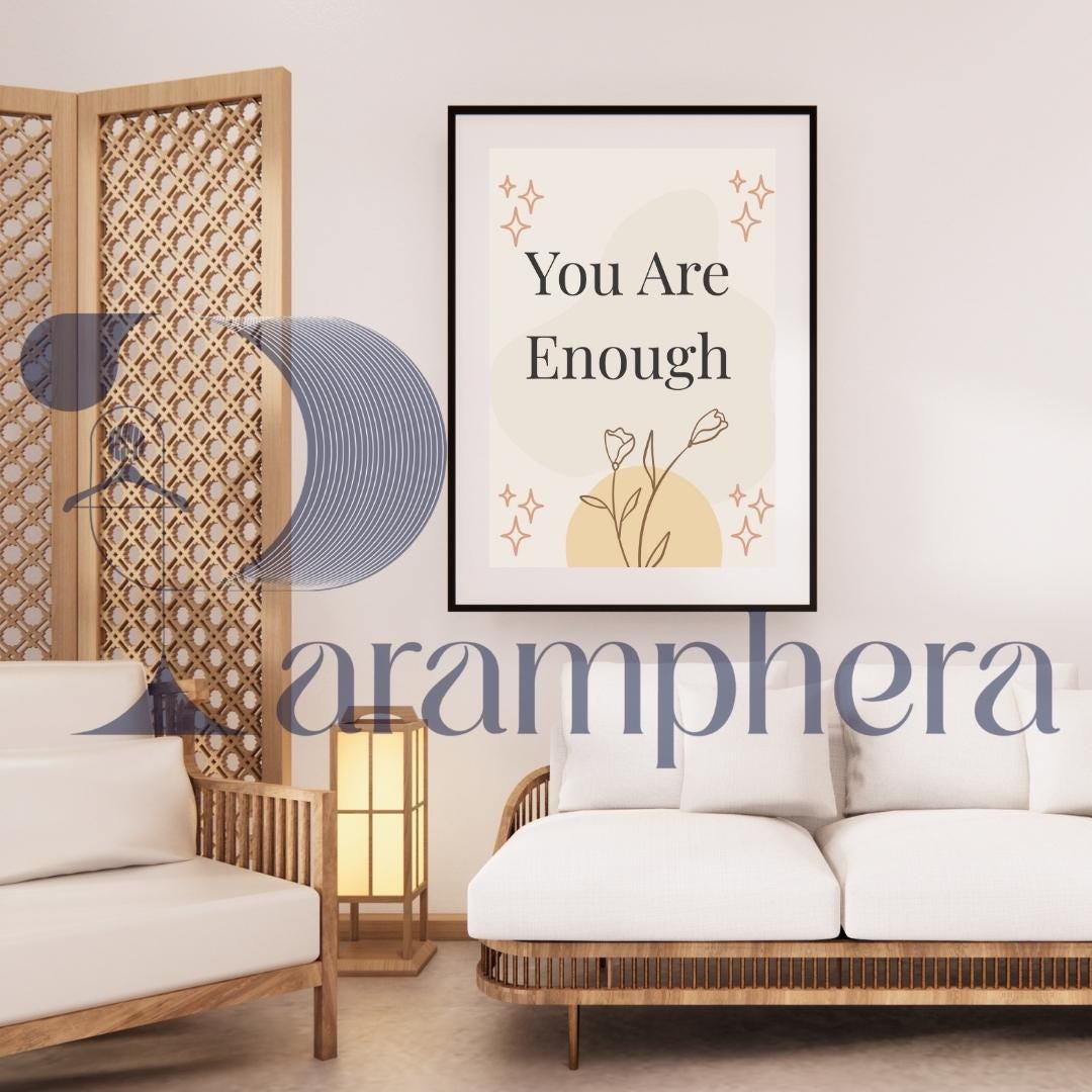 You Are Enough Wall Art | Printable Boho Poster | Minimalist Self-Love Quote for Gallery Wall Decor