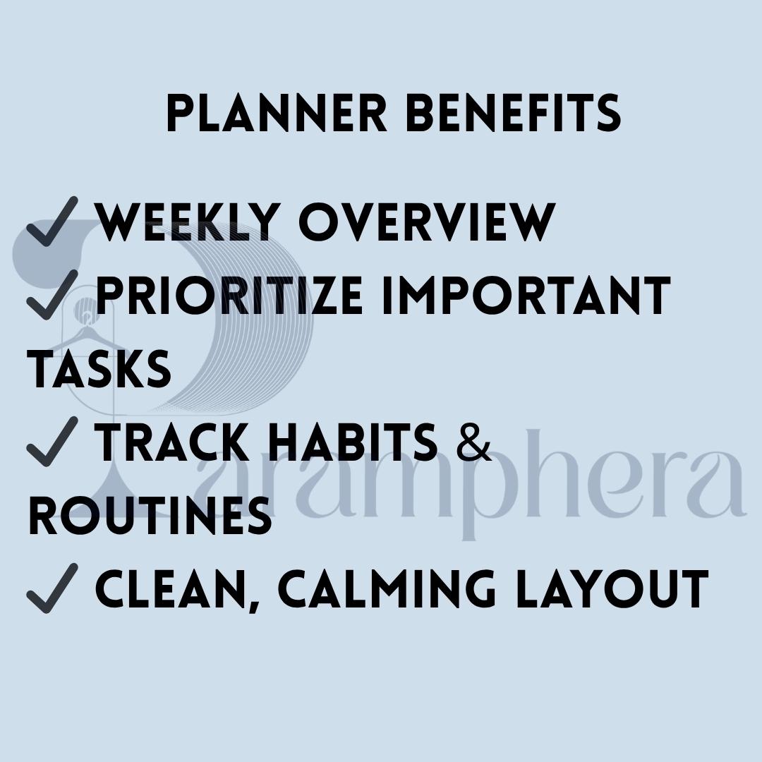 Weekly Planner A4 – Printable Minimal PDF, Habit + Task + Mood Tracker, Instant Download