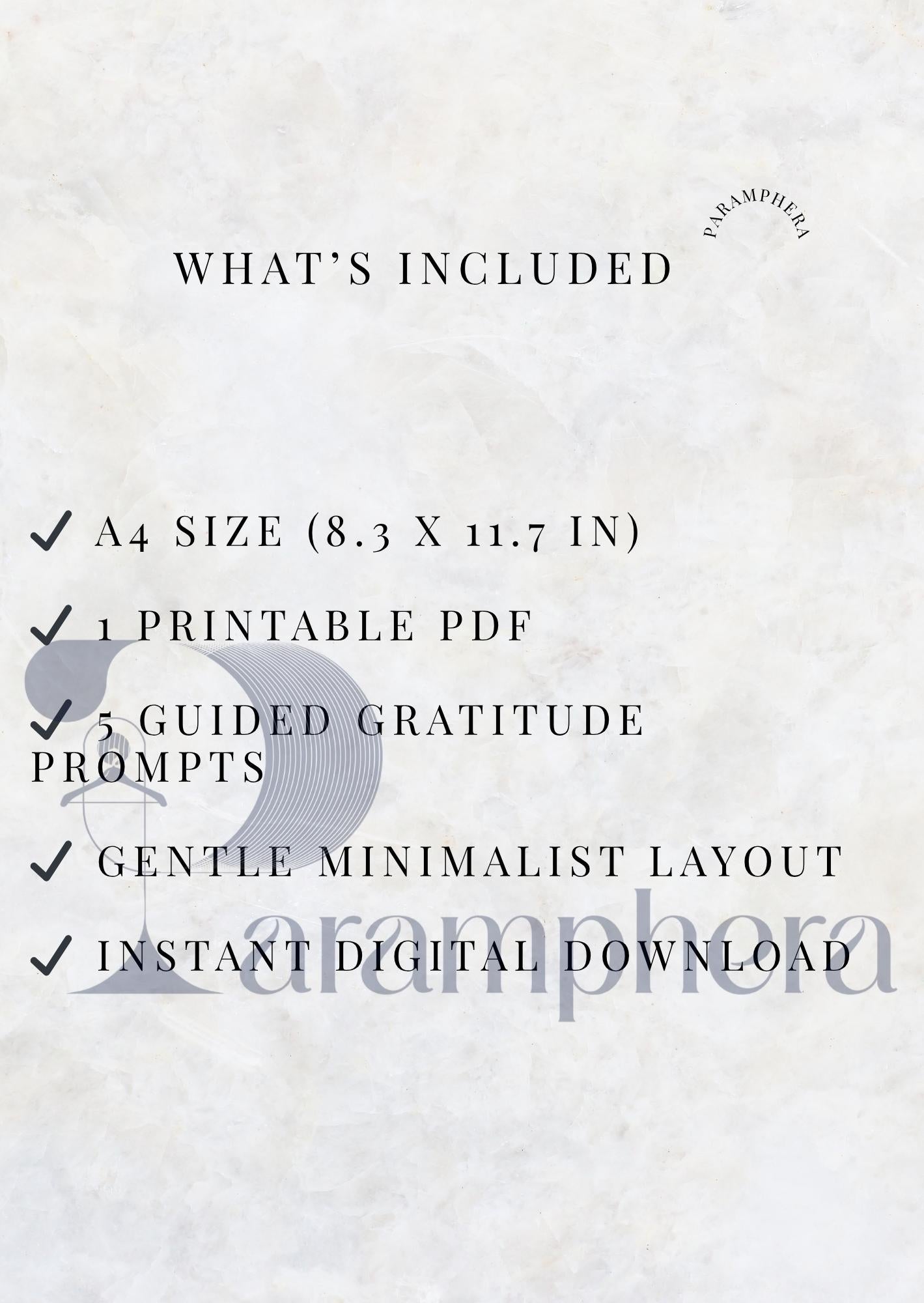 Gratitude Journal Printable – A4 Guided Daily Prompts PDF, Mindfulness & Reflection Journal, Self Care Download