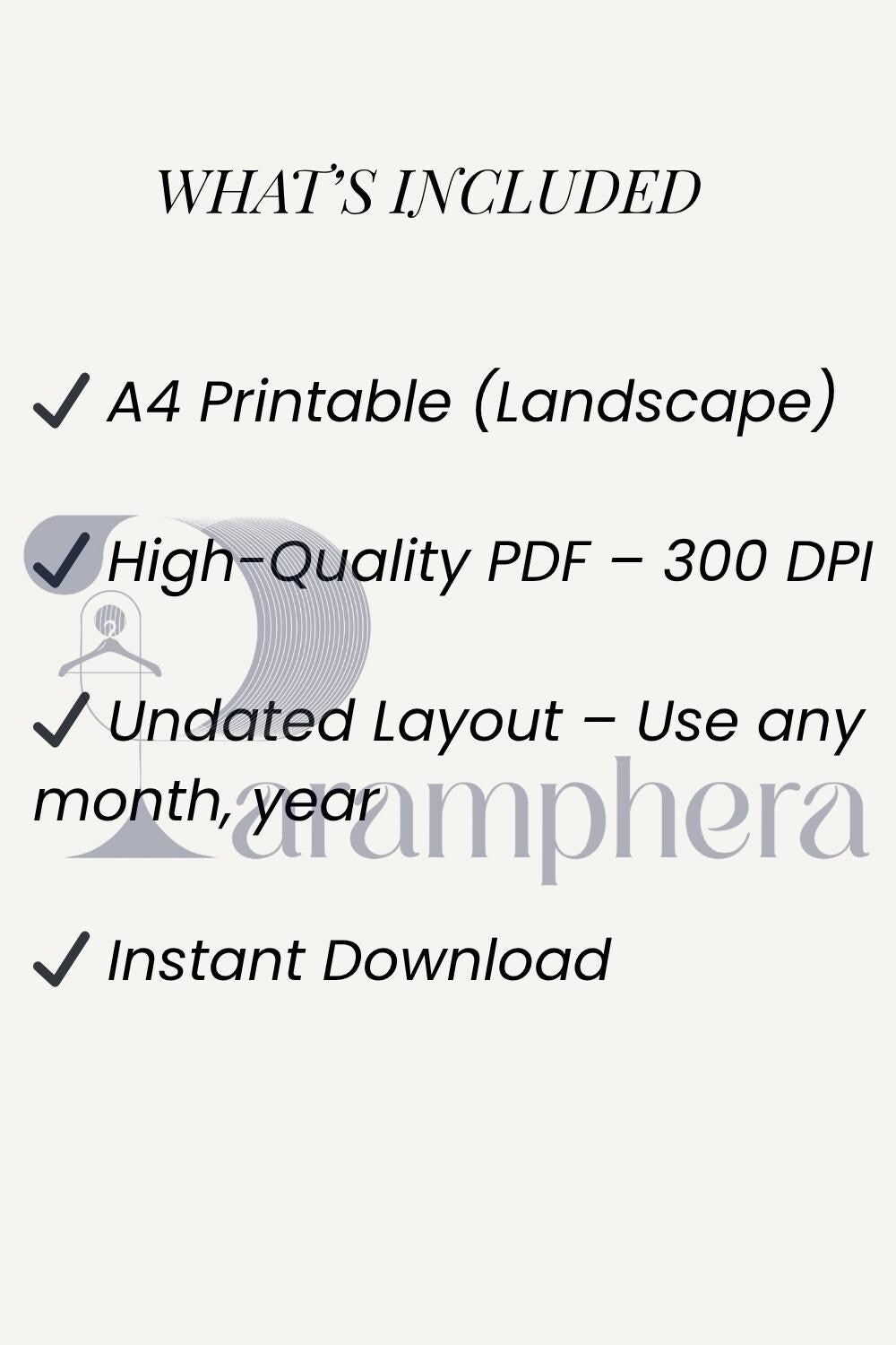 Undated Monthly Calendar Printable – A4 PDF | Minimalist Monthly Planner, Reusable Wall Calendar, Digital Download.