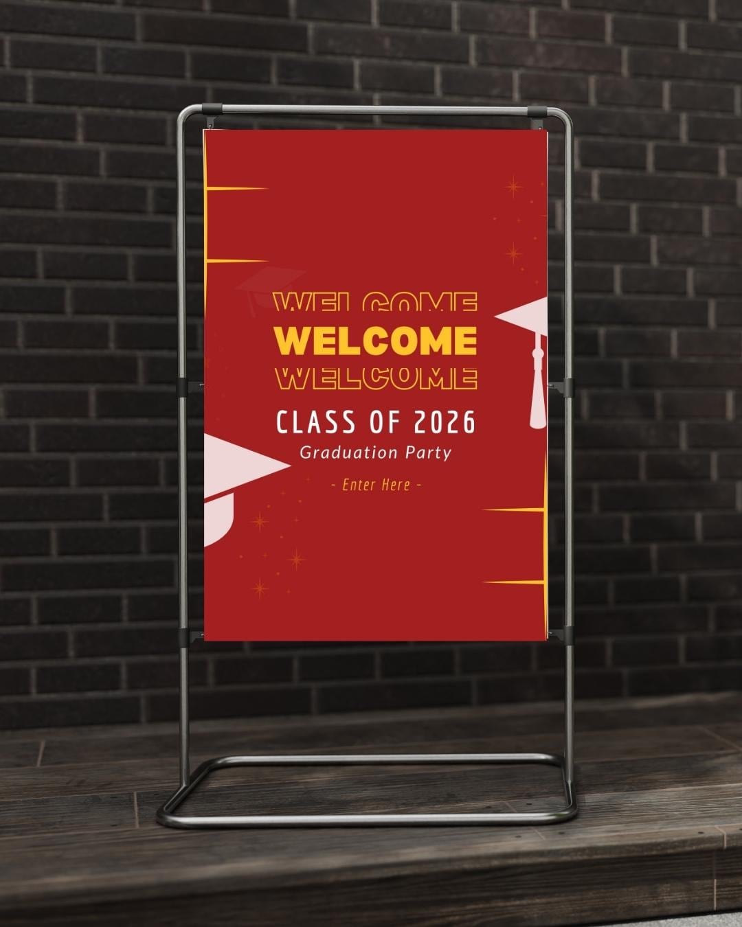 Editable Graduation Welcome Sign Template | Class of 2025 Party Printable | Modern Gold Graduation Poster Canva Template | Instant Download