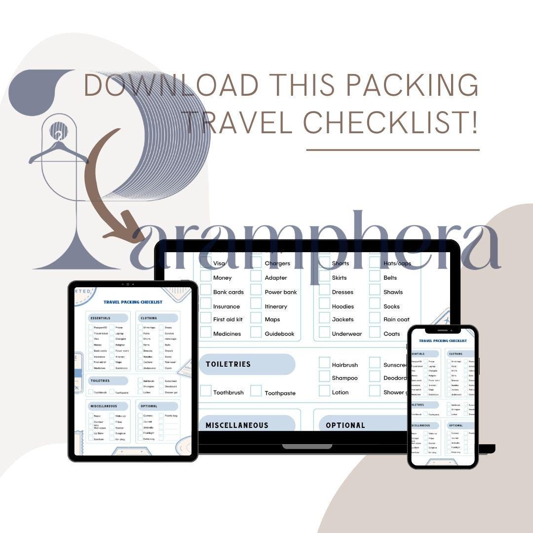 Travel & Packing Checklist, Printable PDF, Vacation Planner, Trip Organizer, Instant Download