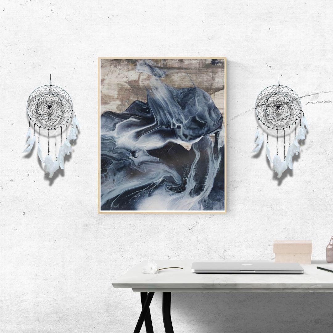 Handmade White Feather Dreamcatcher Wall Hanging | Boho Bedroom & Home Decor | Large Dream Catcher Gift for Positive Energy.