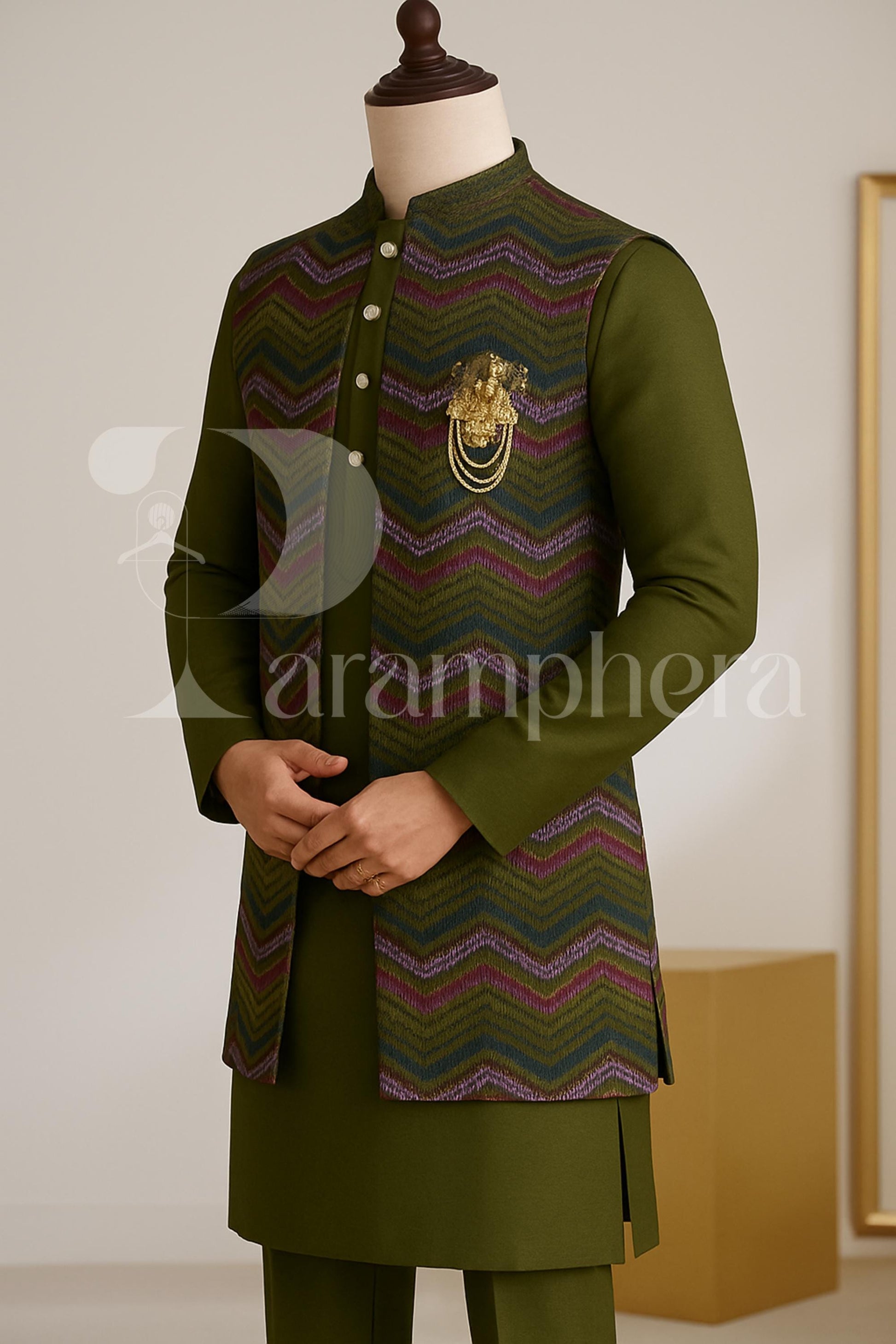 Designer Kurta Pajama with Embroidered Nehru Jacket | Indian Ethnic Set for Men | Wedding, Reception & Festive Wear