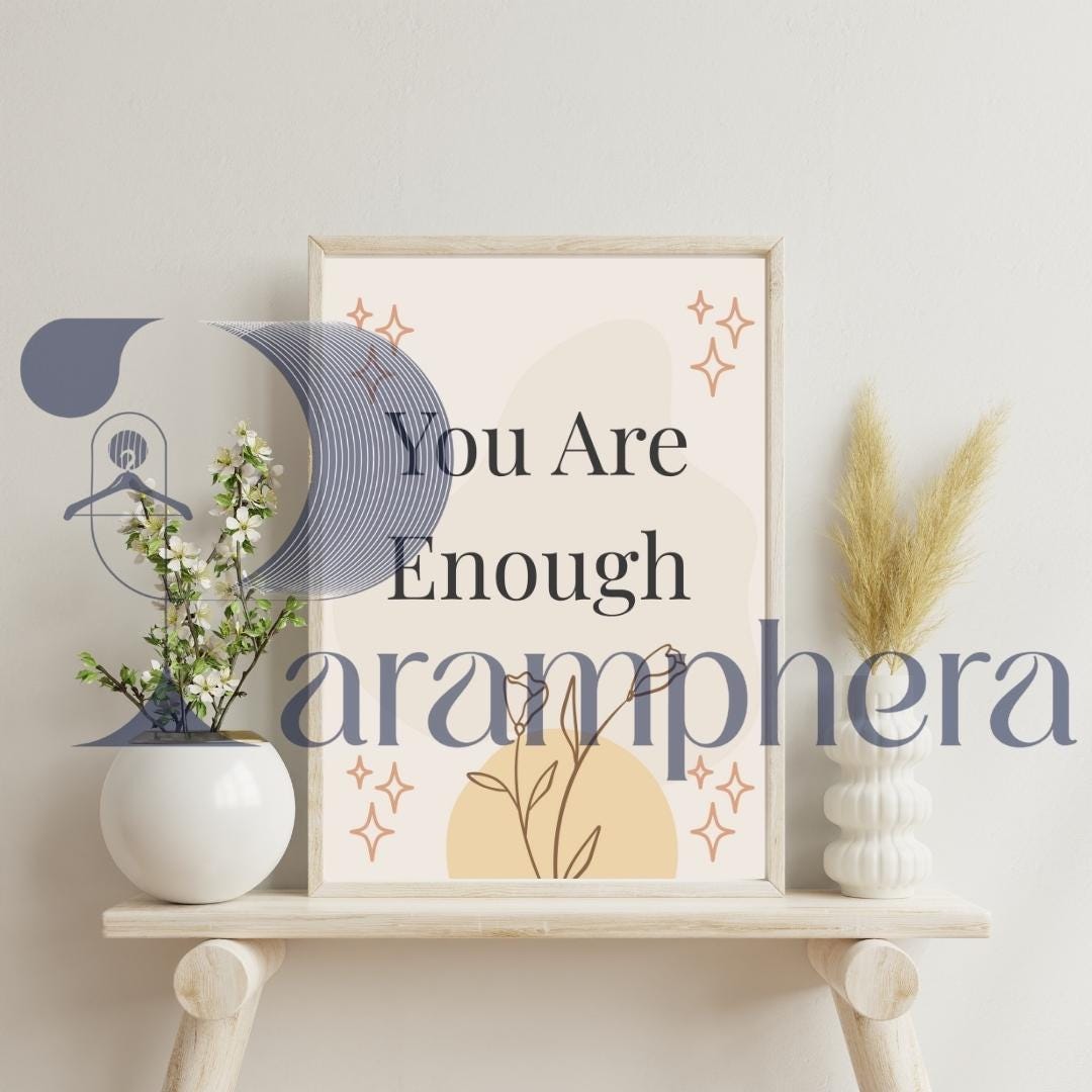 You Are Enough Wall Art | Printable Boho Poster | Minimalist Self-Love Quote for Gallery Wall Decor
