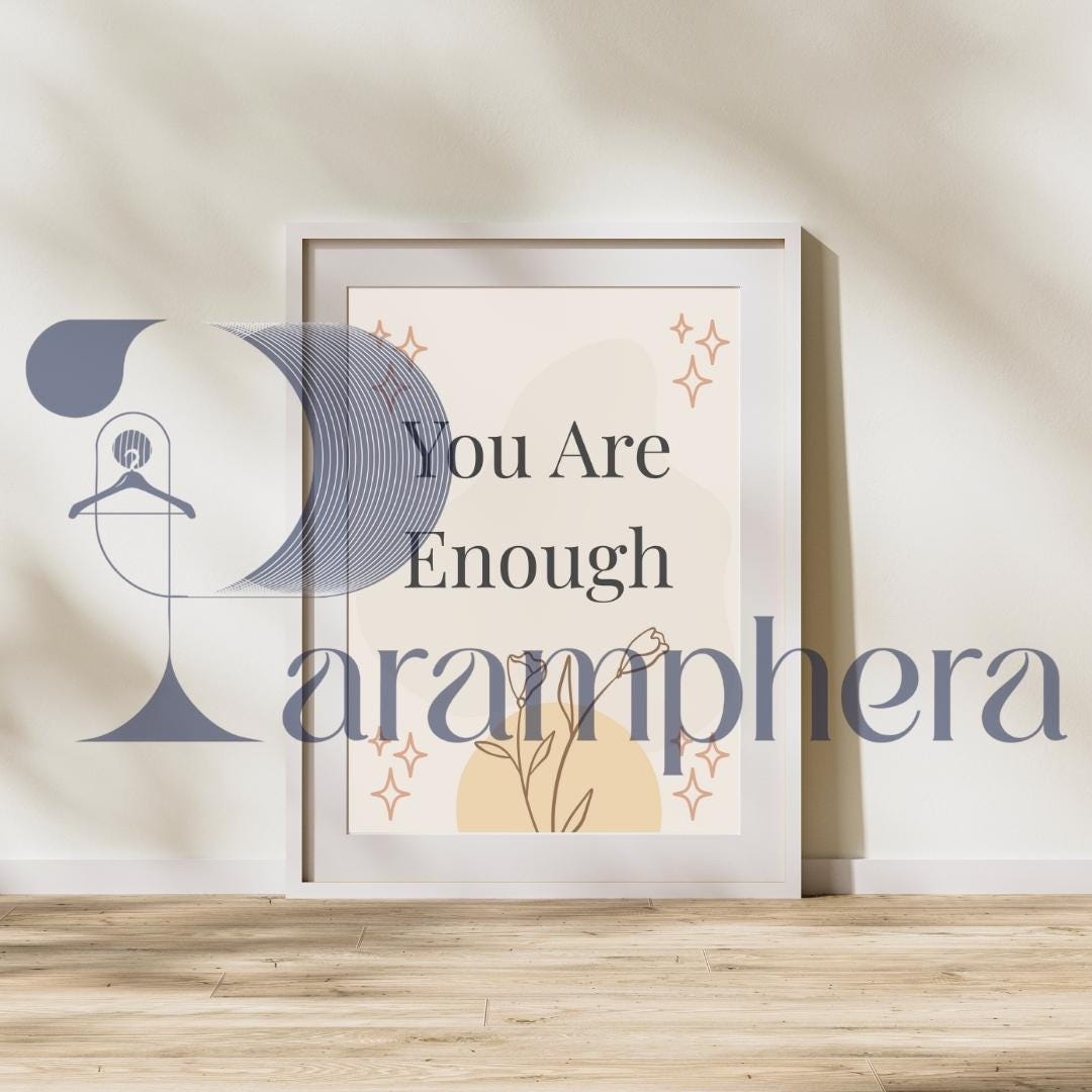 You Are Enough Wall Art | Printable Boho Poster | Minimalist Self-Love Quote for Gallery Wall Decor