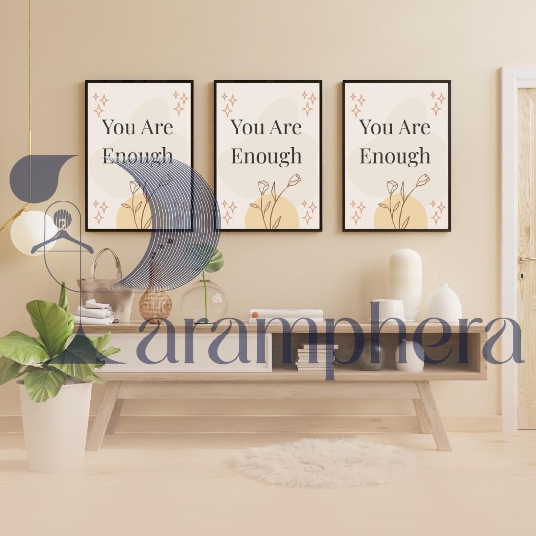 You Are Enough Wall Art | Printable Boho Poster | Minimalist Self-Love Quote for Gallery Wall Decor