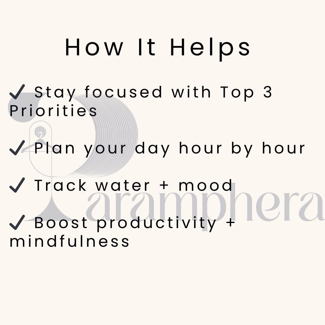 Daily Productivity Planner A4 – Minimalist Printable PDF, Schedule + Mood + Water Tracker, Instant Download