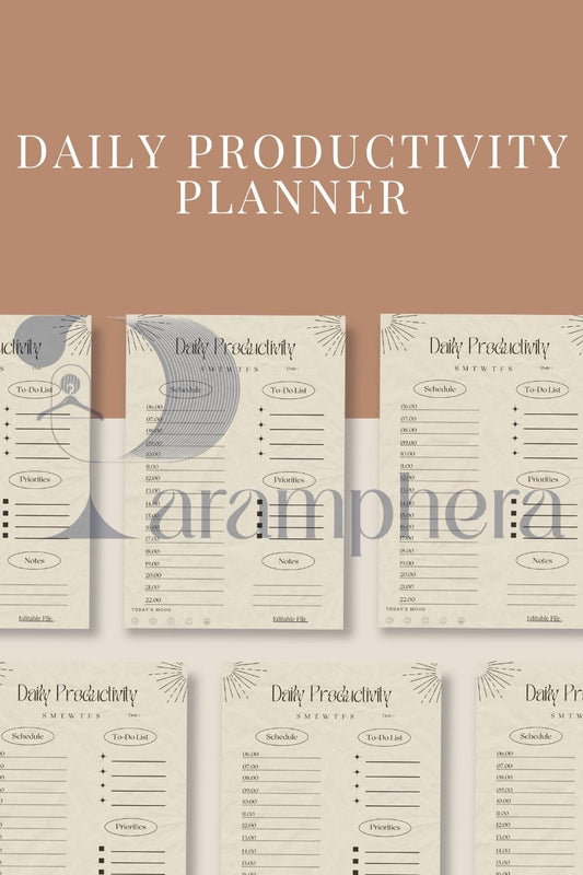 Daily Productivity Planner Printable – A4 & US Letter PDF | To-Do List, Hourly Schedule, Time Management, Instant Download