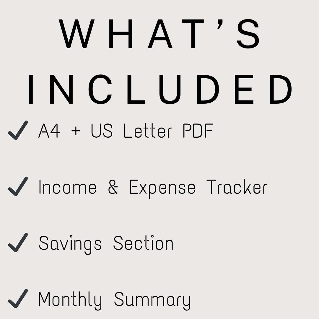 Monthly Budget Planner Printable A4 US Letter PDF | Income Expense Tracker Money Management Instant Download