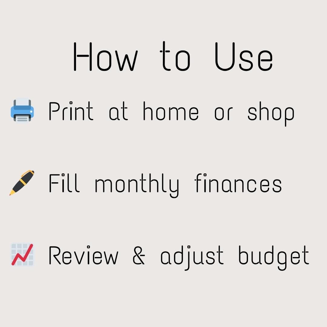 Monthly Budget Planner Printable A4 US Letter PDF | Income Expense Tracker Money Management Instant Download