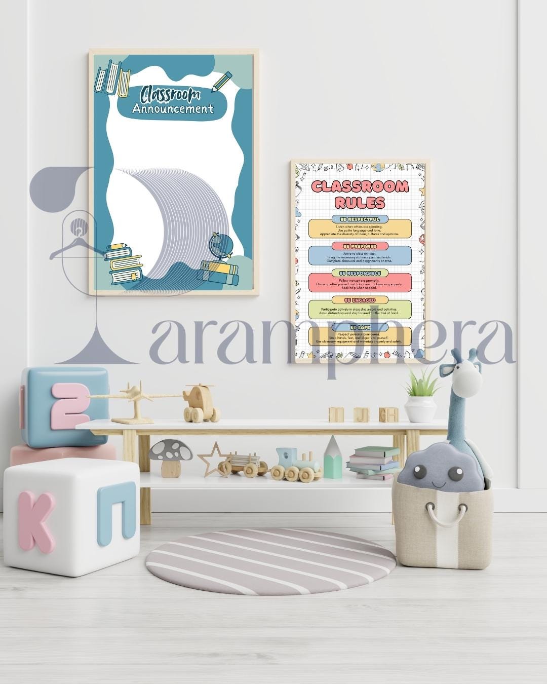 Editable Teacher Classroom Decor Bundle — Neutral Modern Posters, Name Tags, Alphabet Cards, Calendar — Printable A4 & US Letter