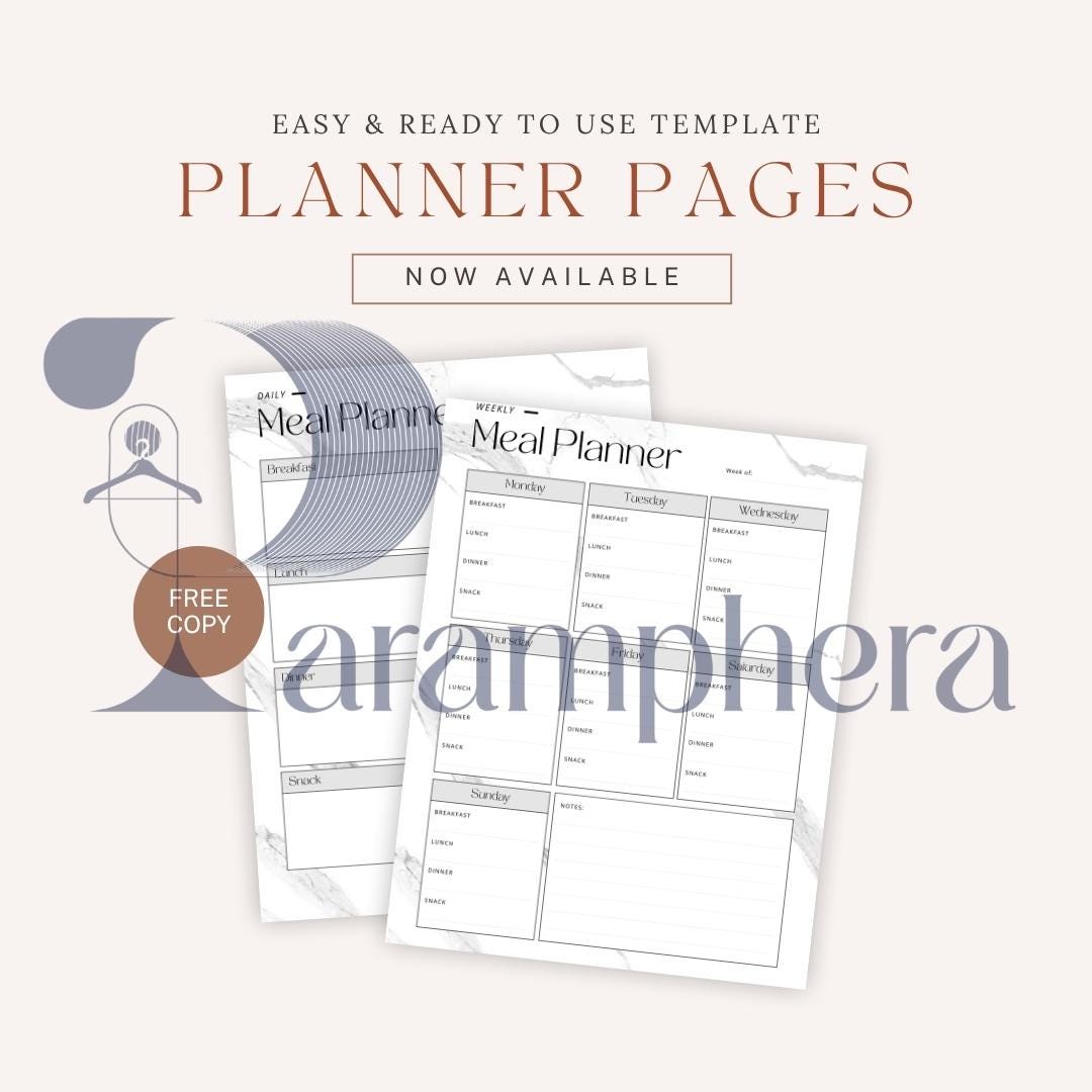 Editable Weekly Meal Planner & Grocery List | Printable PDF nd Canva Template | Kitchen Organization, Healthy Eating Tracker