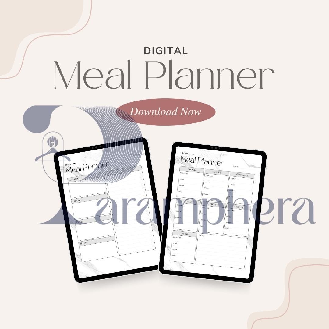Editable Weekly Meal Planner & Grocery List | Printable PDF nd Canva Template | Kitchen Organization, Healthy Eating Tracker