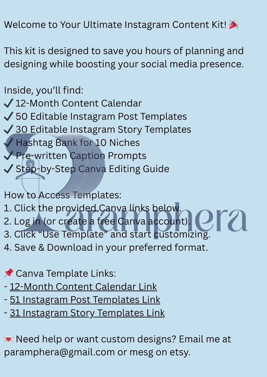 Social Media Content Creator Kit | Canva Templates, Content Calendar, Instagram Posts, Stories, Hashtags, Captions | Editable & Printable