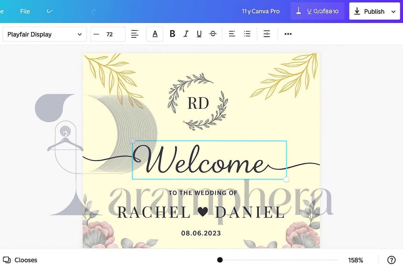 Luxury Wedding Welcome Sign Template, Elegant Editable Canva Sign, Modern Printable Wedding Decor, Customizable Digital Download