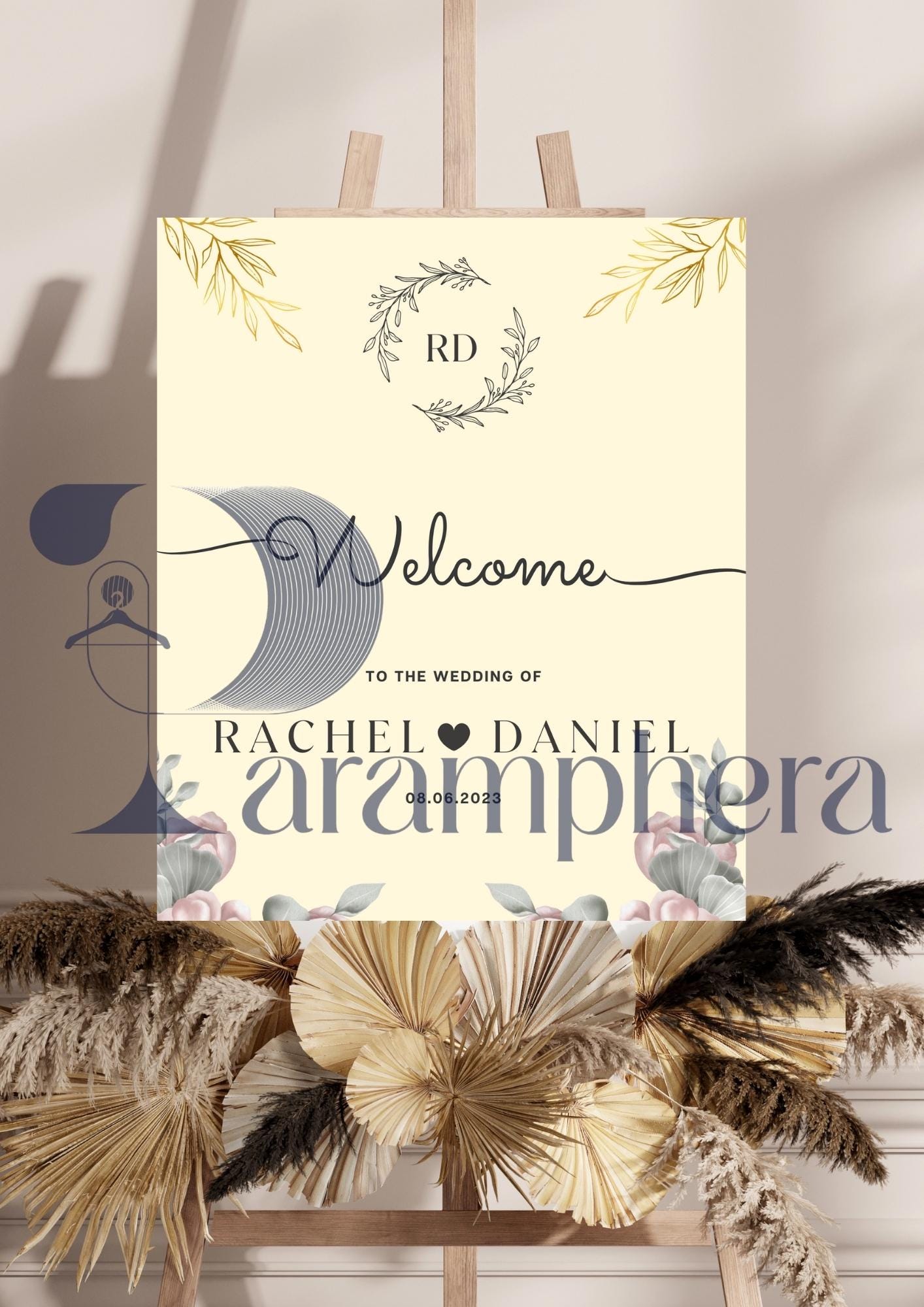 Luxury Wedding Welcome Sign Template, Elegant Editable Canva Sign, Modern Printable Wedding Decor, Customizable Digital Download