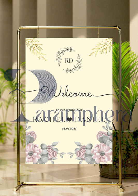 Luxury Wedding Welcome Sign Template, Elegant Editable Canva Sign, Modern Printable Wedding Decor, Customizable Digital Download