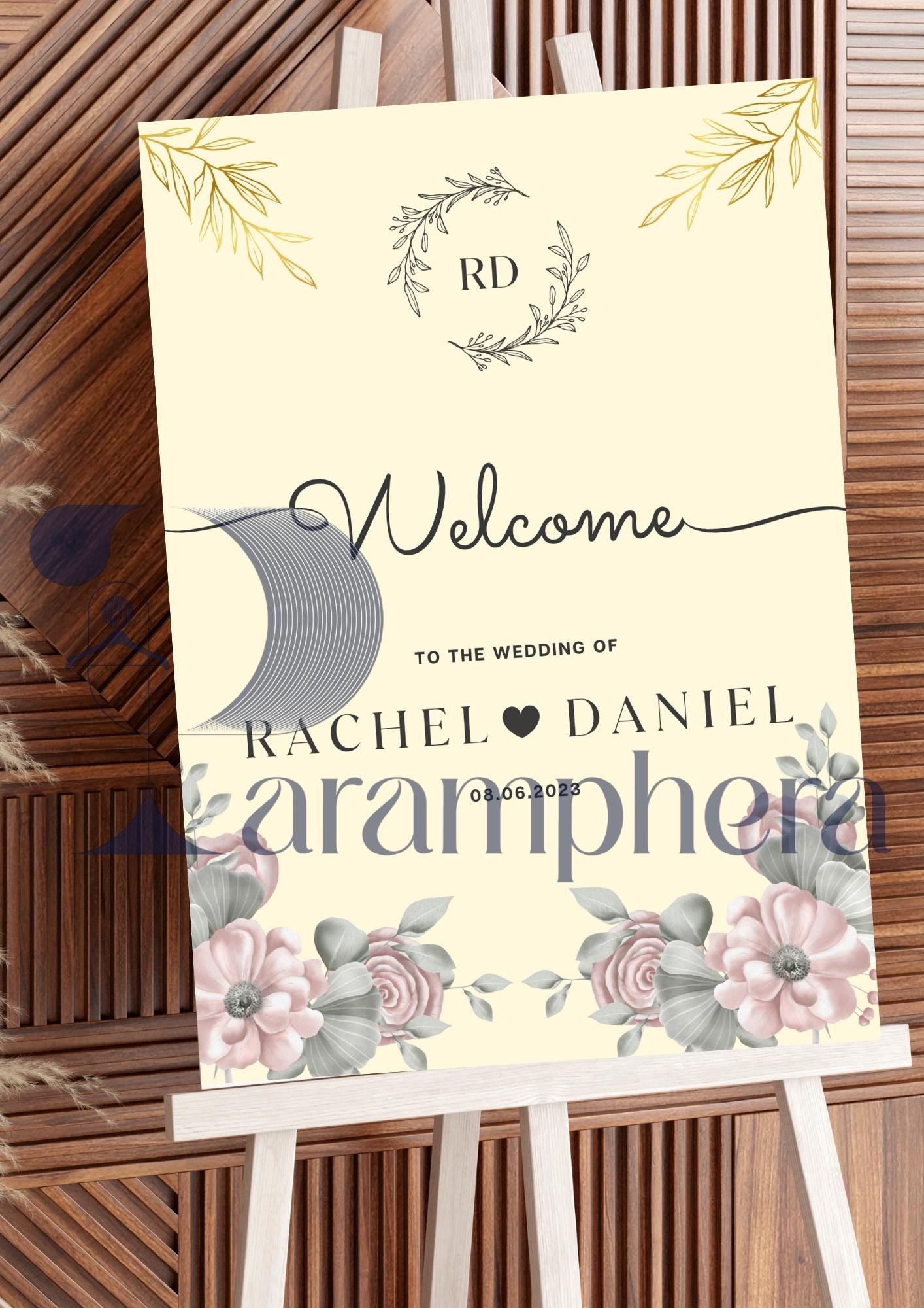 Luxury Wedding Welcome Sign Template, Elegant Editable Canva Sign, Modern Printable Wedding Decor, Customizable Digital Download