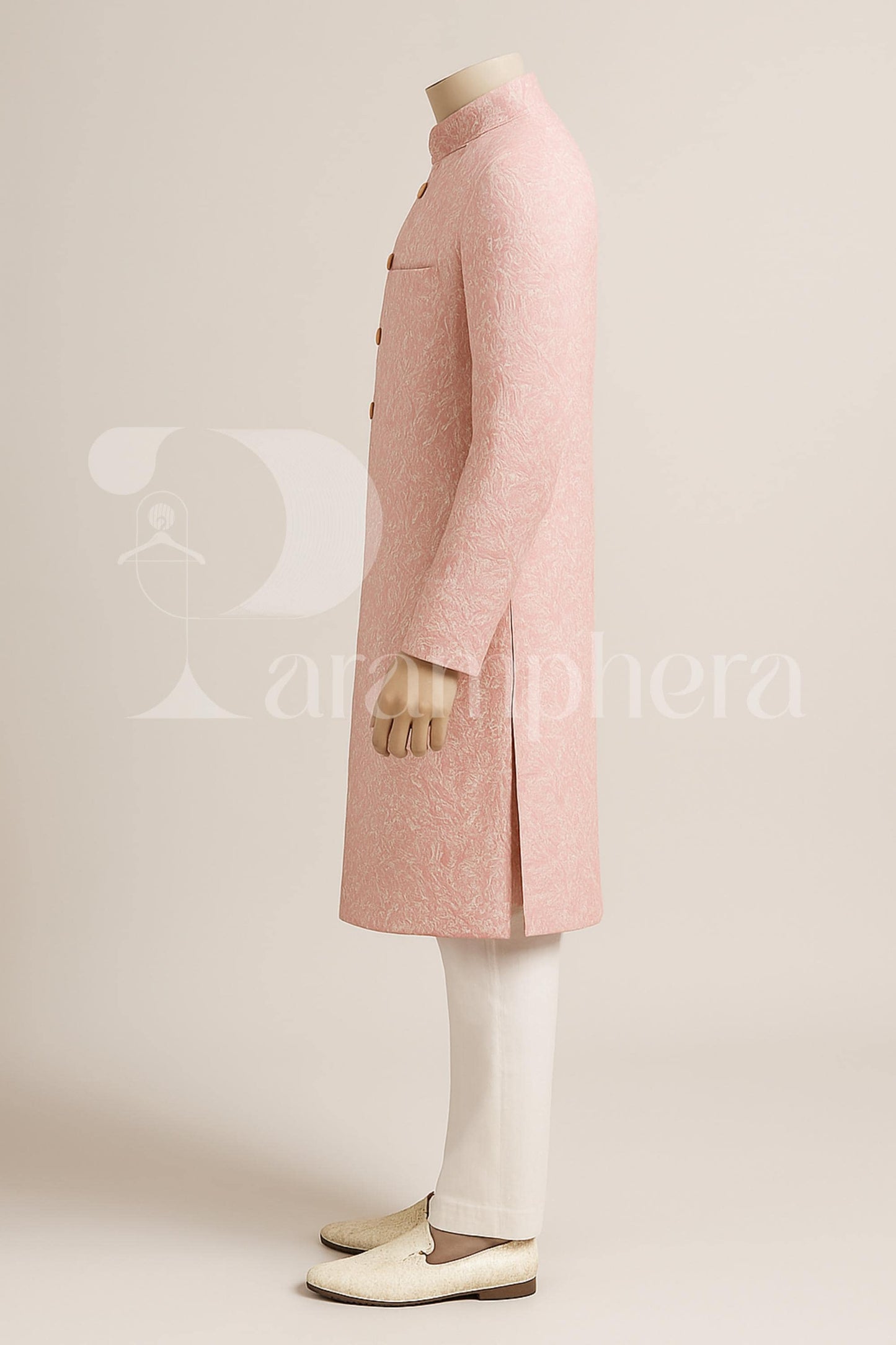 Pastel Pink Embroidered Sherwani for Men | Indian Wedding Groom Wear | Formal Ethnic Sherwani with Churidar Pants