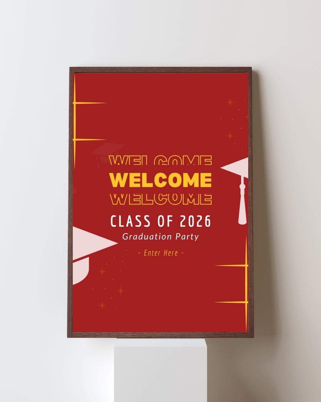 Editable Graduation Welcome Sign Template | Class of 2025 Party Printable | Modern Gold Graduation Poster Canva Template | Instant Download