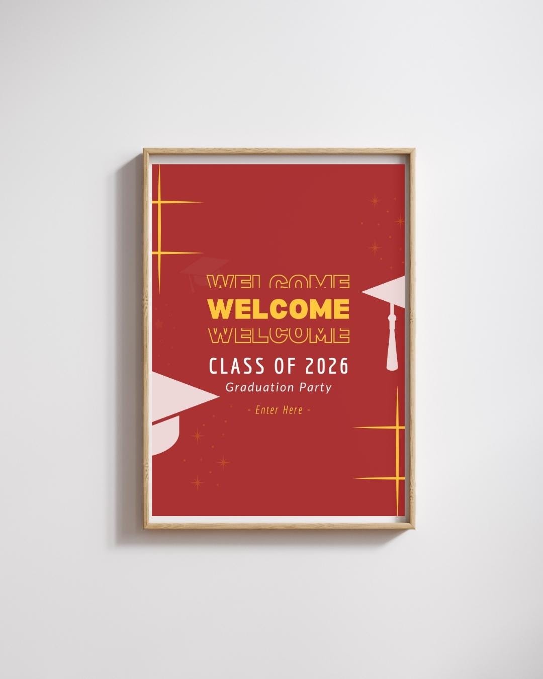 Editable Graduation Welcome Sign Template | Class of 2025 Party Printable | Modern Gold Graduation Poster Canva Template | Instant Download