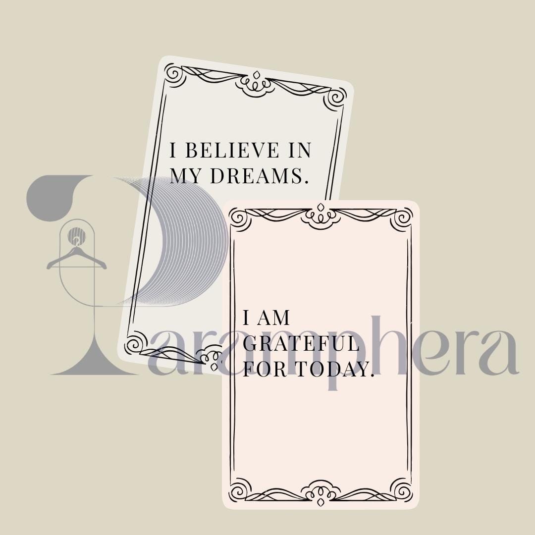 Printable Affirmation Cards | 52 Minimalist Self Care Quote Cards | Motivational Cards | Digital Download.