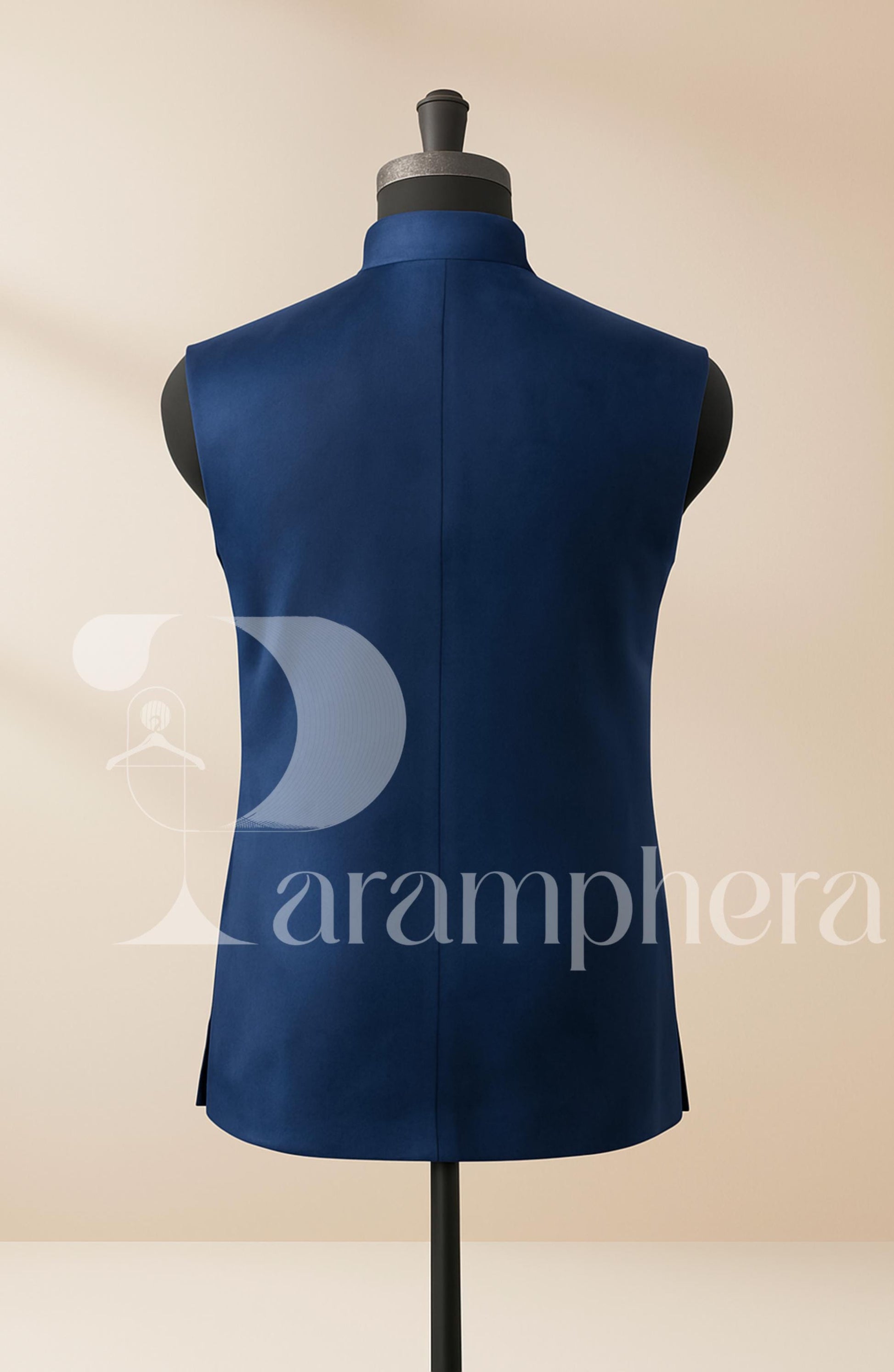 Royal Blue Velvet Nehru Jacket | Indian Modi Vest with Zardozi Elephant Embroidery | Men’s Wedding & Festive Ethnic Wear