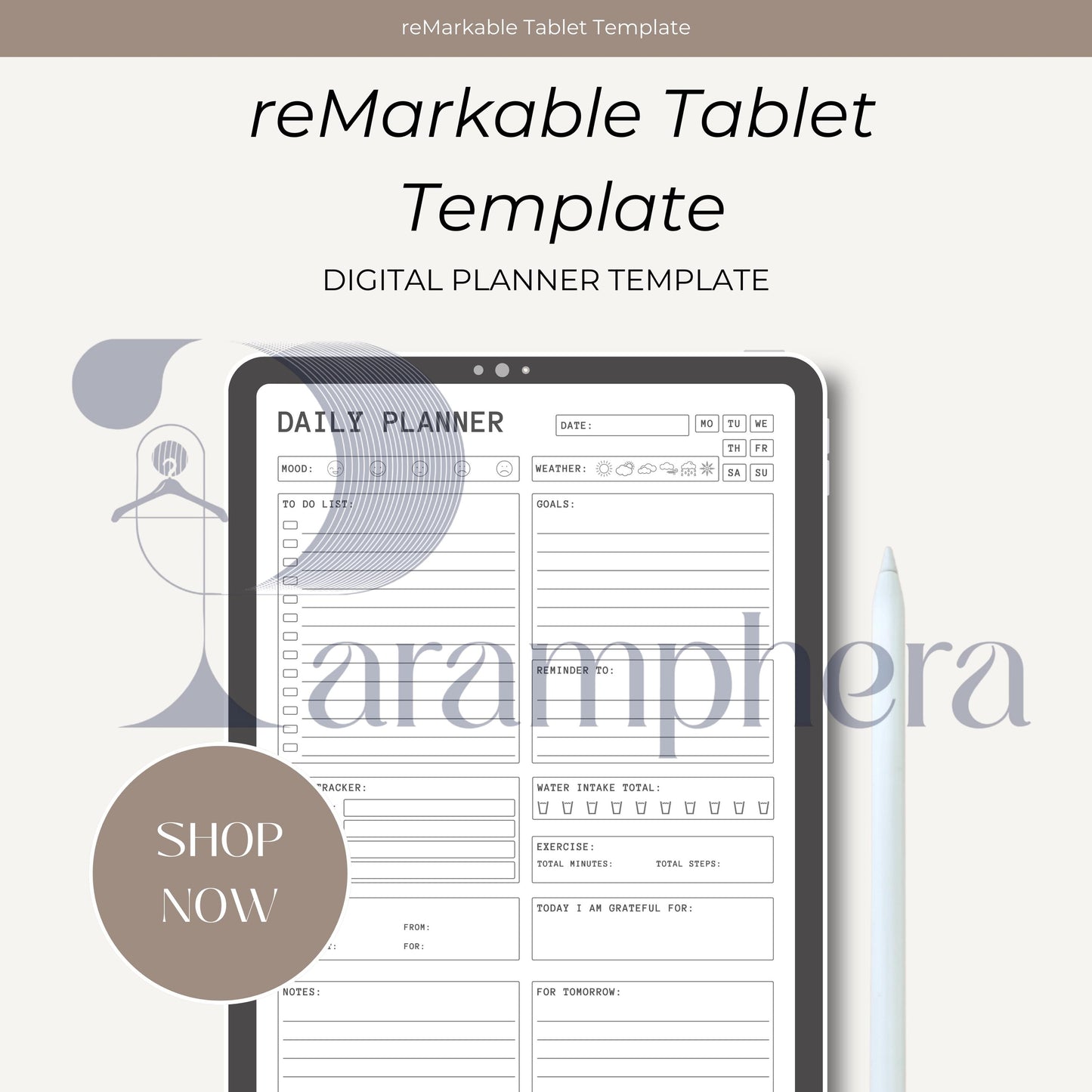 Minimalist reMarkable Planner Templates | Digital Notebook Pages | Daily, Weekly, Habit Tracker, Notes PDF for reMarkable Tablet