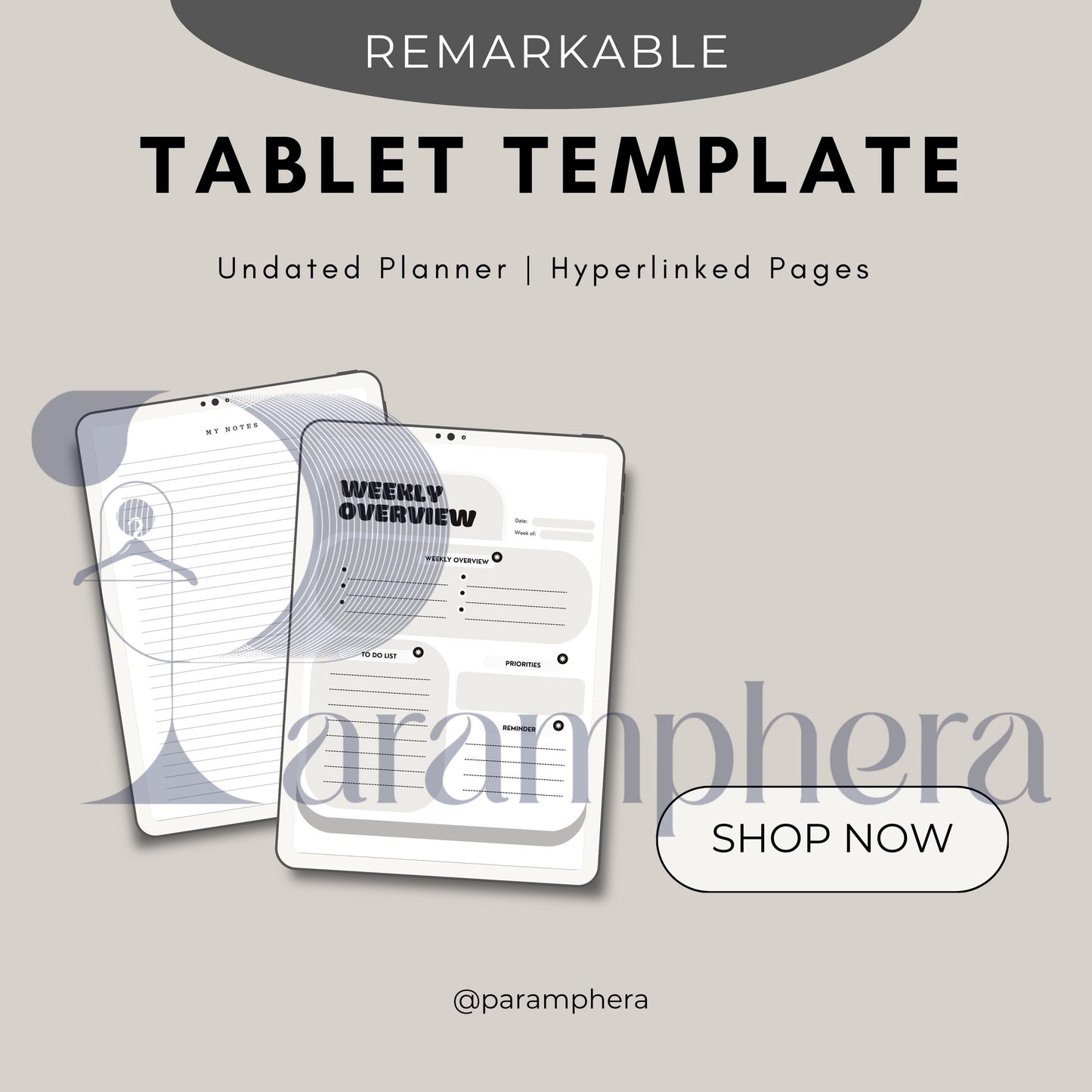 Minimalist reMarkable Planner Templates | Digital Notebook Pages | Daily, Weekly, Habit Tracker, Notes PDF for reMarkable Tablet
