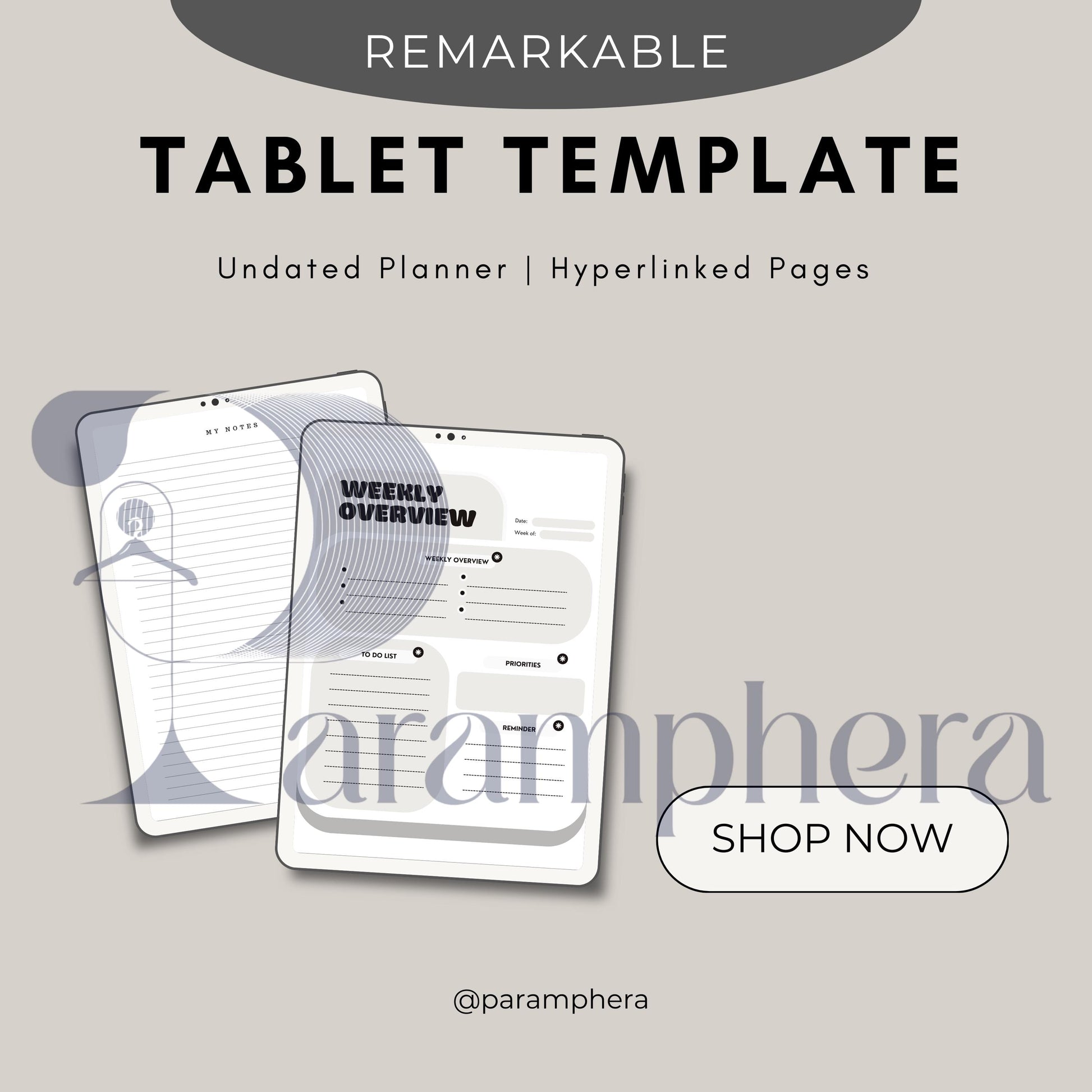 Minimalist reMarkable Planner Templates | Digital Notebook Pages | Daily, Weekly, Habit Tracker, Notes PDF for reMarkable Tablet