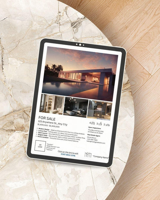 Editable Real Estate Flyer Template – Realtor Property Listing Brochure – Open House Canva Template – Real Estate Marketing Printable