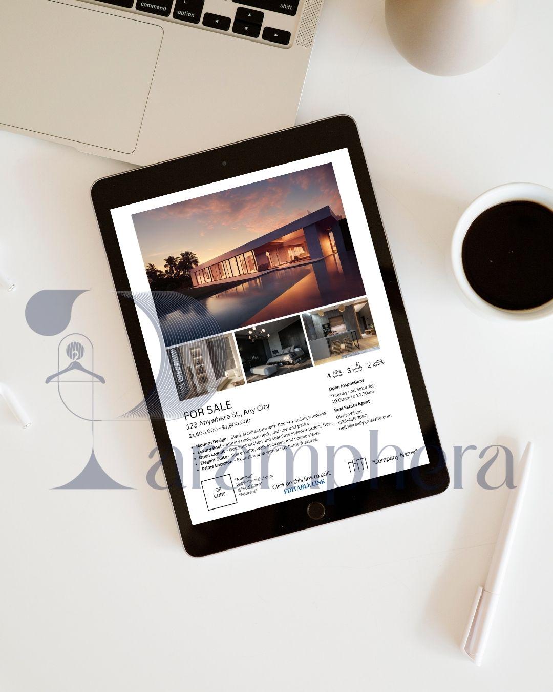 Editable Real Estate Flyer Template – Realtor Property Listing Brochure – Open House Canva Template – Real Estate Marketing Printable