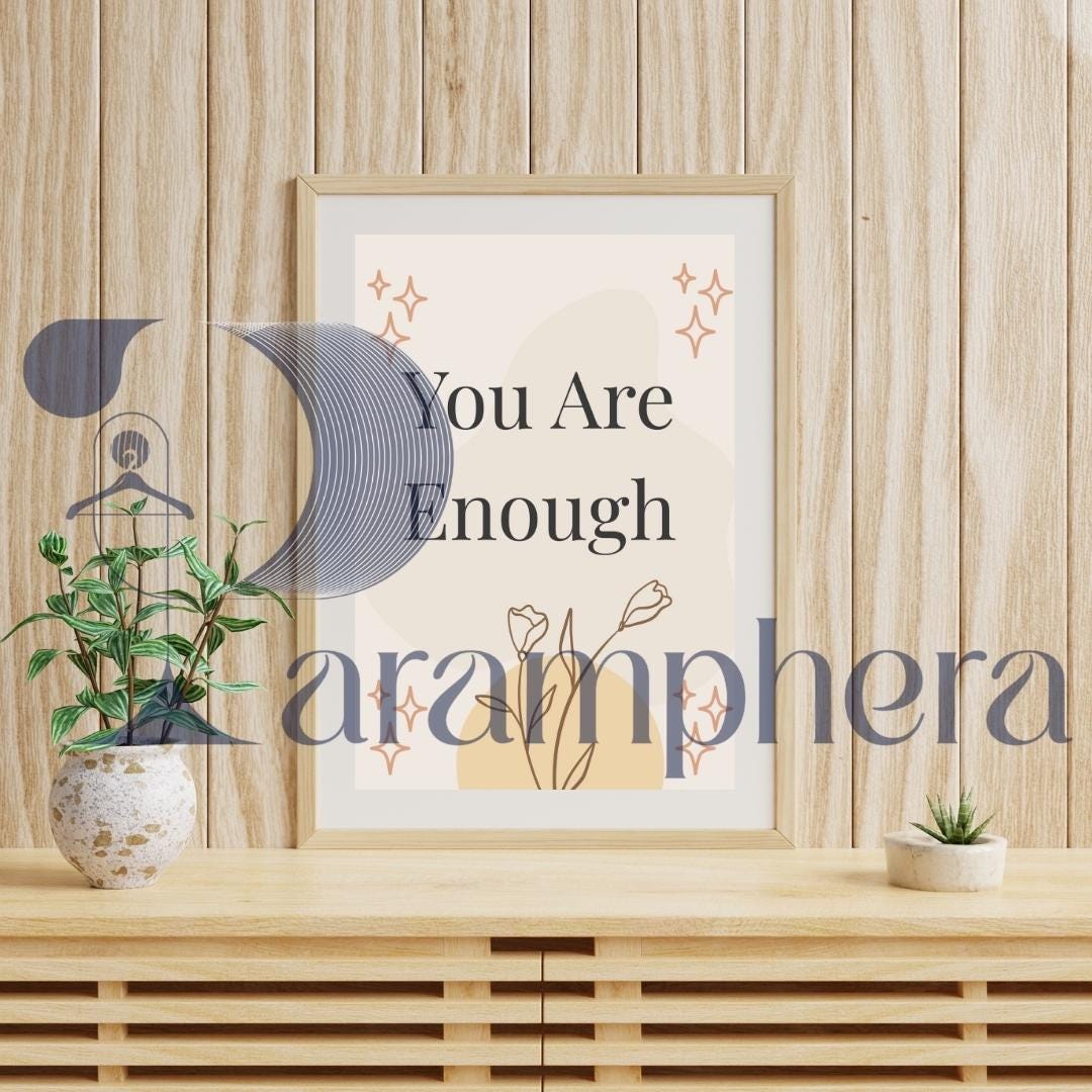 You Are Enough Wall Art | Printable Boho Poster | Minimalist Self-Love Quote for Gallery Wall Decor