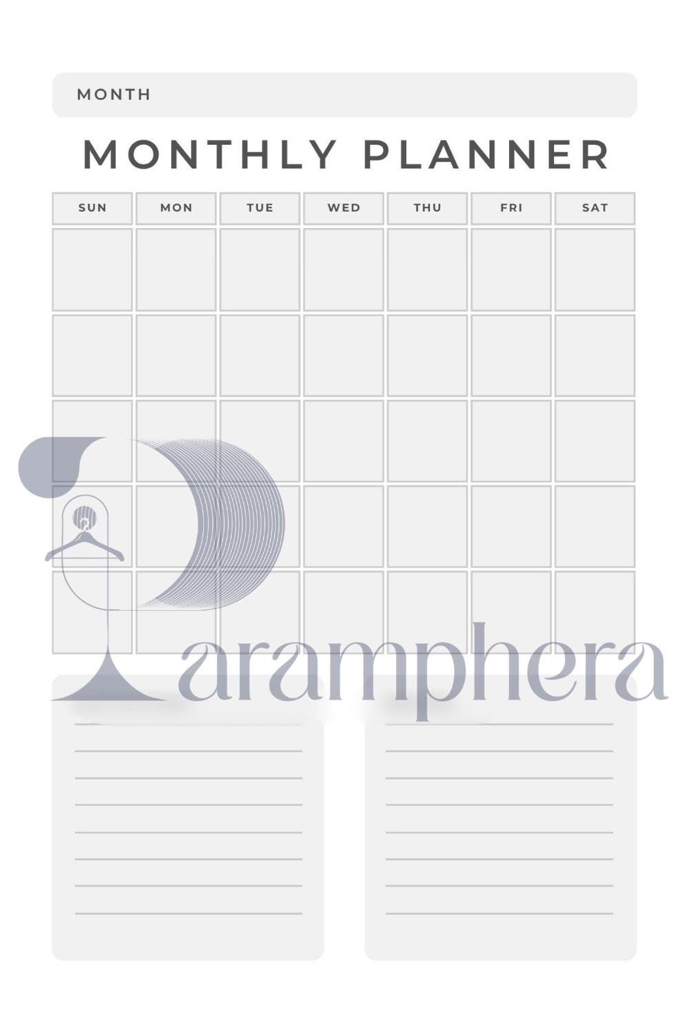 Undated Monthly Calendar Printable – A4 PDF | Minimalist Monthly Planner, Reusable Wall Calendar, Digital Download.