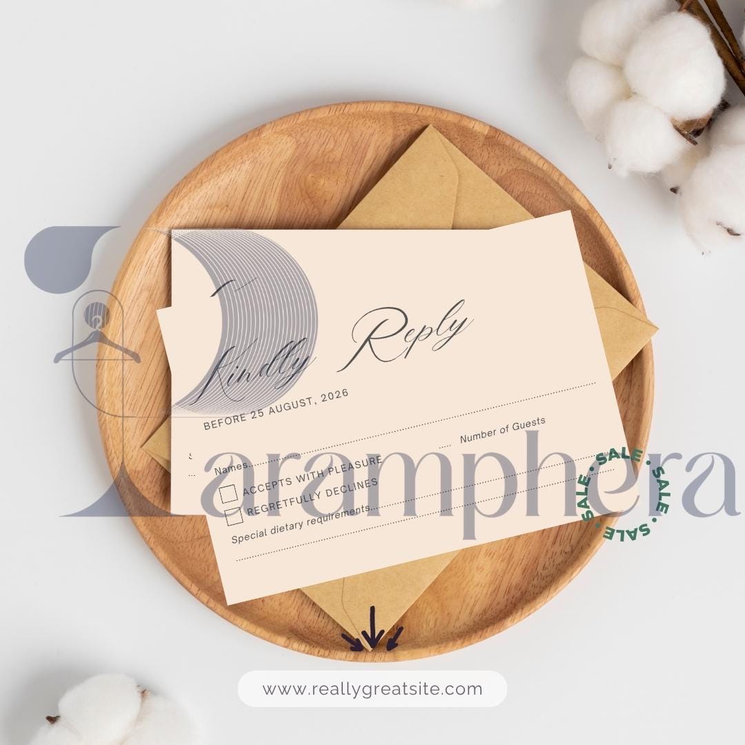 Editable Wedding Invitation Suite Canva Template | Minimalist Wedding Invite, RSVP, Details & Thank You Card