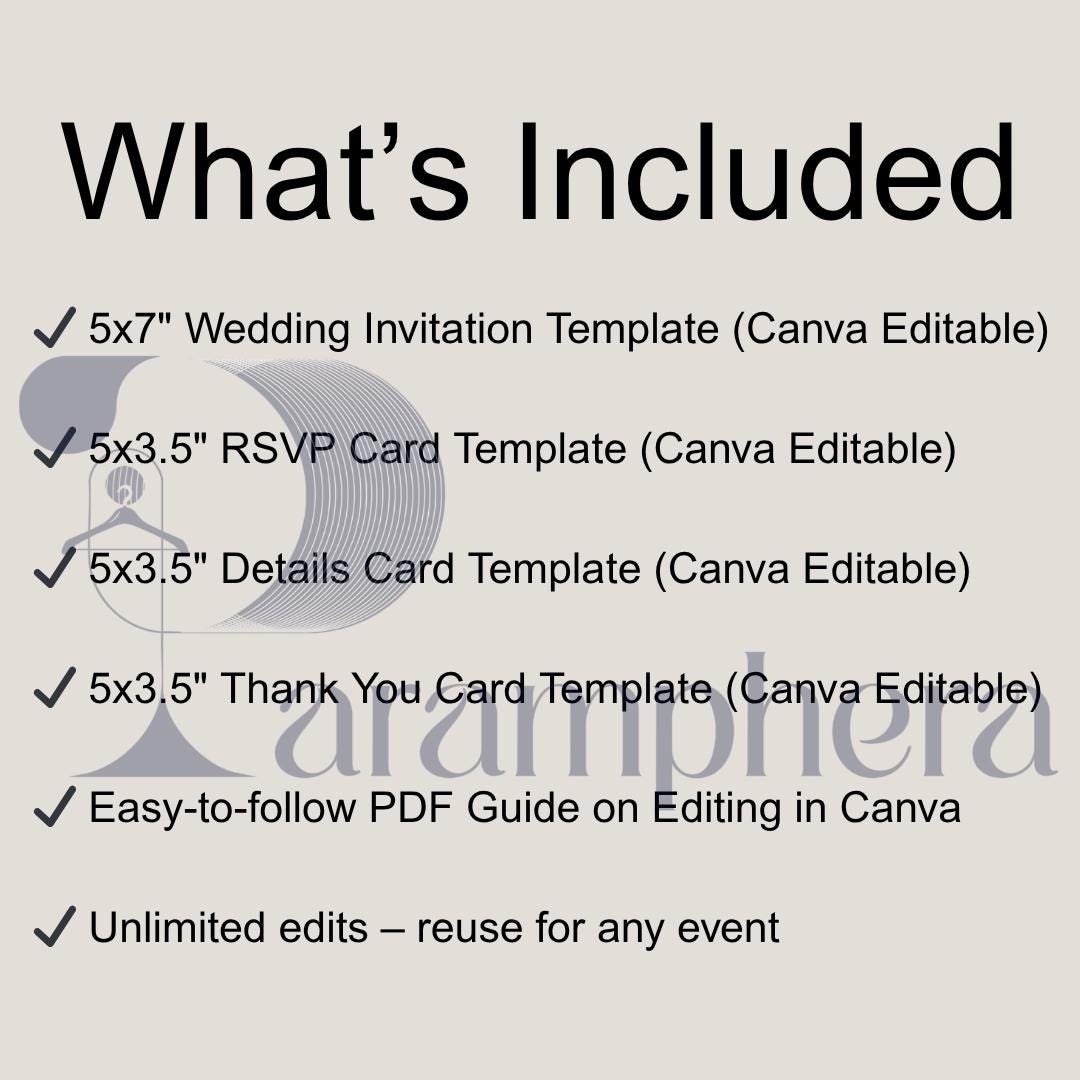 Editable Wedding Invitation Suite Canva Template | Minimalist Wedding Invite, RSVP, Details & Thank You Card