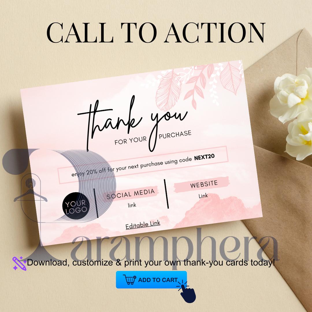 Minimalist Business Thank You Card Template | Editable Canva Thank You Insert | Small Business Packaging Card | Instant Download
