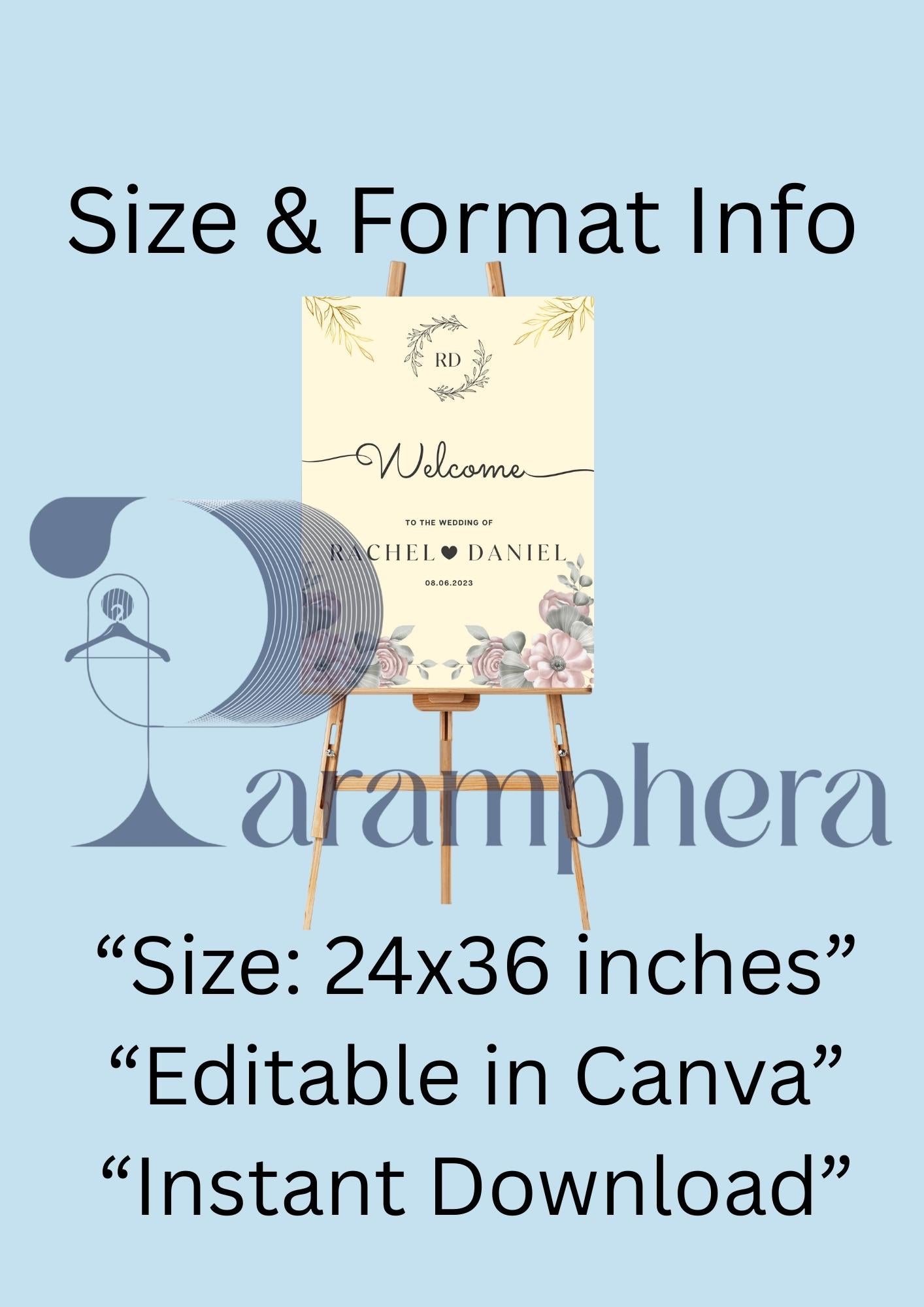 Luxury Wedding Welcome Sign Template, Elegant Editable Canva Sign, Modern Printable Wedding Decor, Customizable Digital Download
