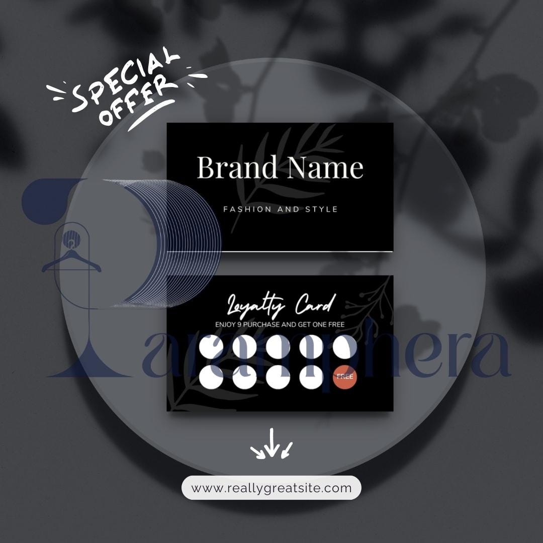 Editable Loyalty Card Template | Printable Customer Rewards Card | Small Business Marketing Canva Template | Cafe Salon Car wash