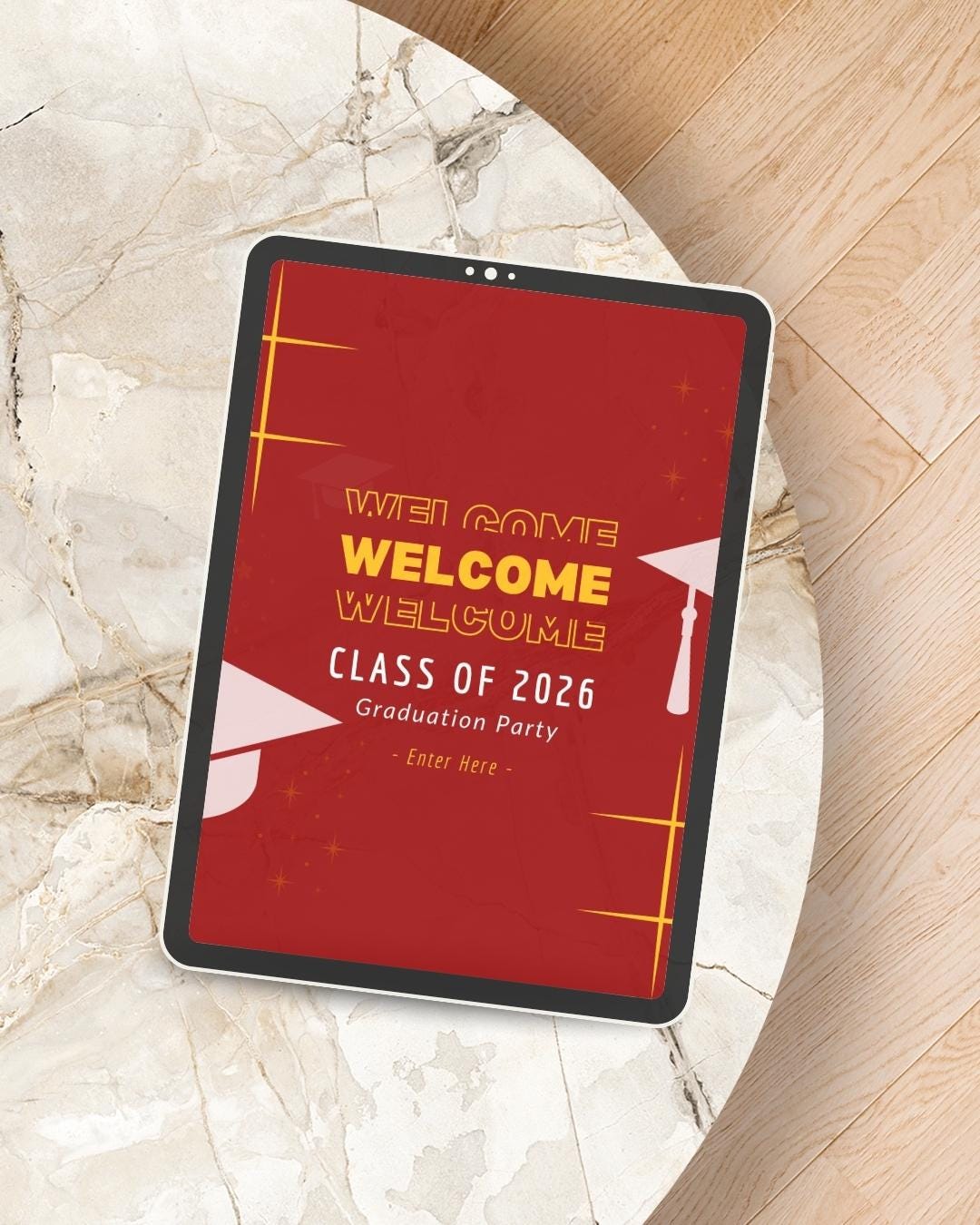 Editable Graduation Welcome Sign Template | Class of 2025 Party Printable | Modern Gold Graduation Poster Canva Template | Instant Download