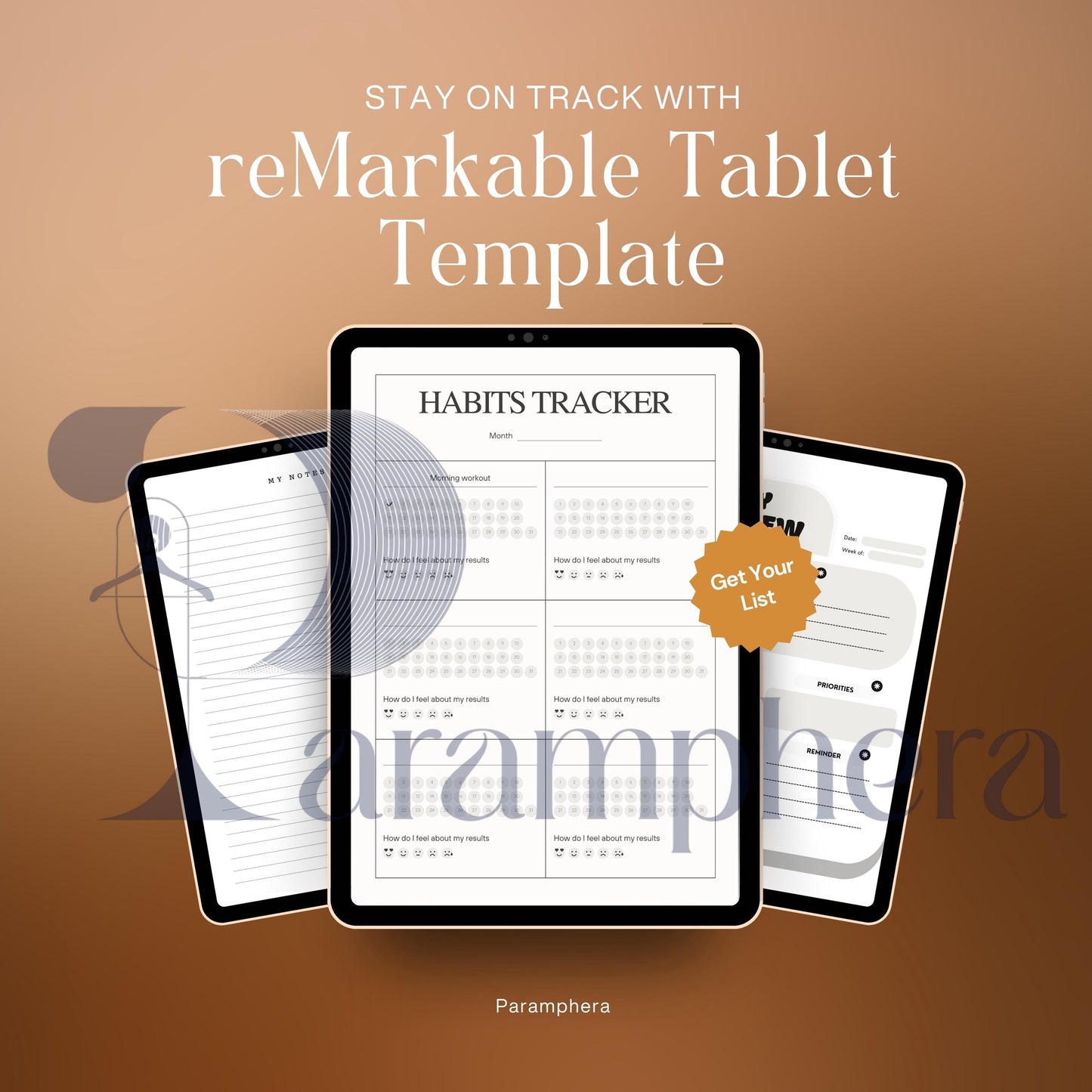 Minimalist reMarkable Planner Templates | Digital Notebook Pages | Daily, Weekly, Habit Tracker, Notes PDF for reMarkable Tablet