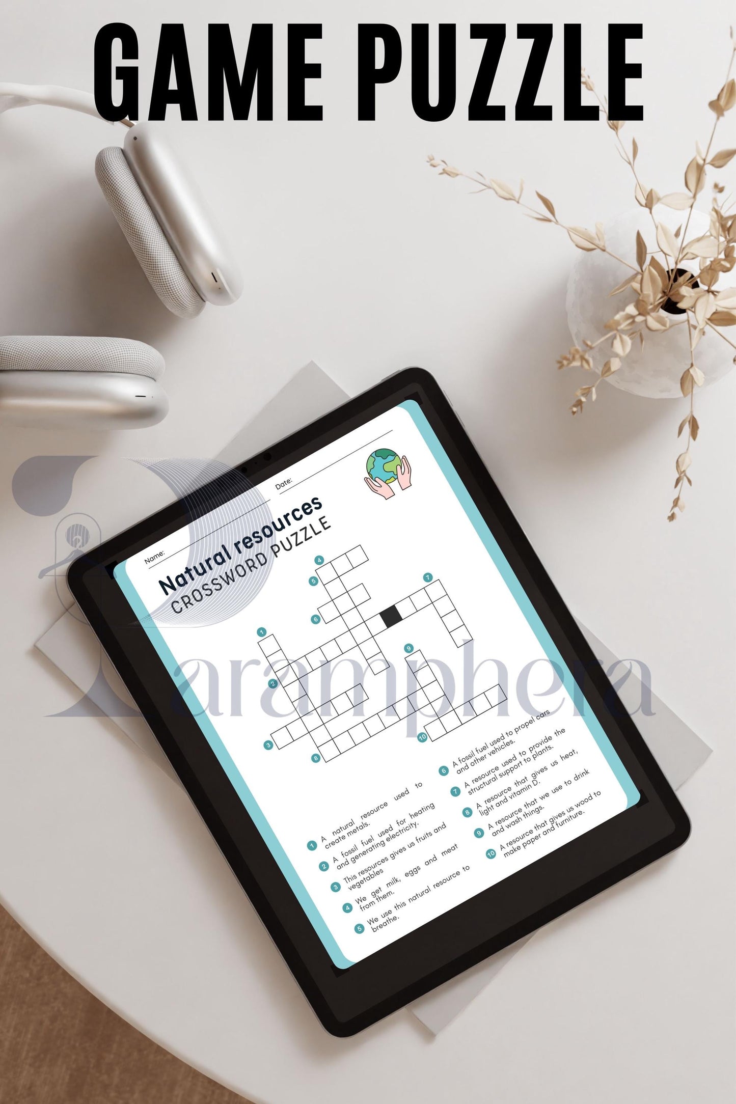 Printable Crossword Puzzle for Kids | Escape Room Riddles | Birthday Party Game | Educational Puzzle PDF Download