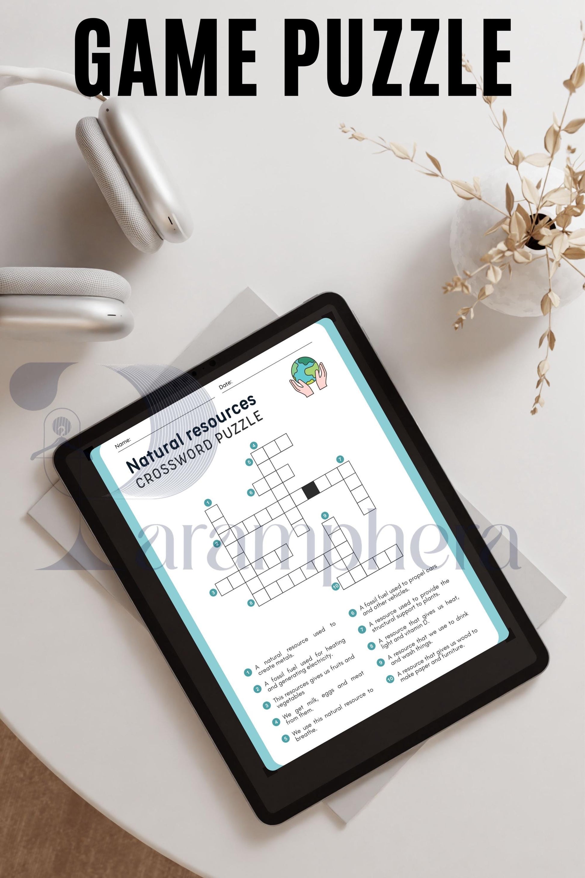 Printable Crossword Puzzle for Kids | Escape Room Riddles | Birthday Party Game | Educational Puzzle PDF Download