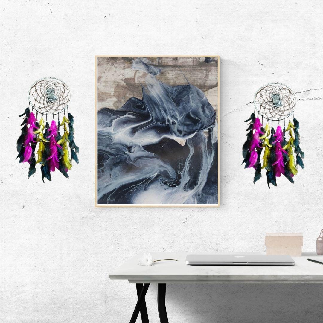 Set of 5 Handmade Owl Dreamcatchers with Feathers | Boho Wall Hanging Decor | Dream Catcher Gift for Home & Bedroom Decoration