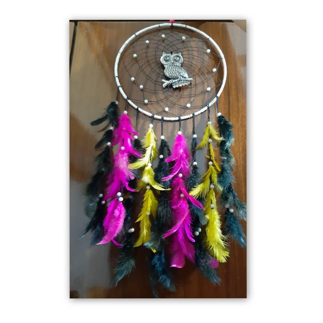 Set of 5 Handmade Owl Dreamcatchers with Feathers | Boho Wall Hanging Decor | Dream Catcher Gift for Home & Bedroom Decoration