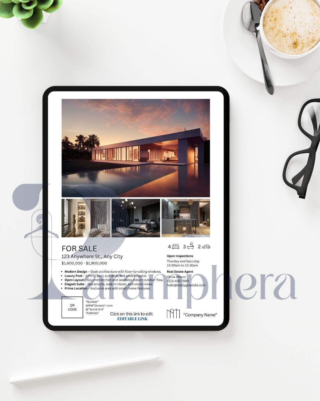 Editable Real Estate Flyer Template – Realtor Property Listing Brochure – Open House Canva Template – Real Estate Marketing Printable